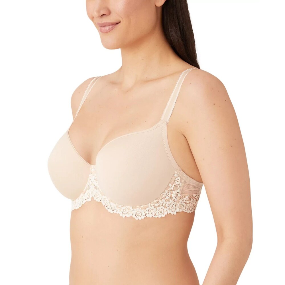 Wacoal Signature Embrace Lace Contour Underwire Bra 853191 30D Nude/ivory